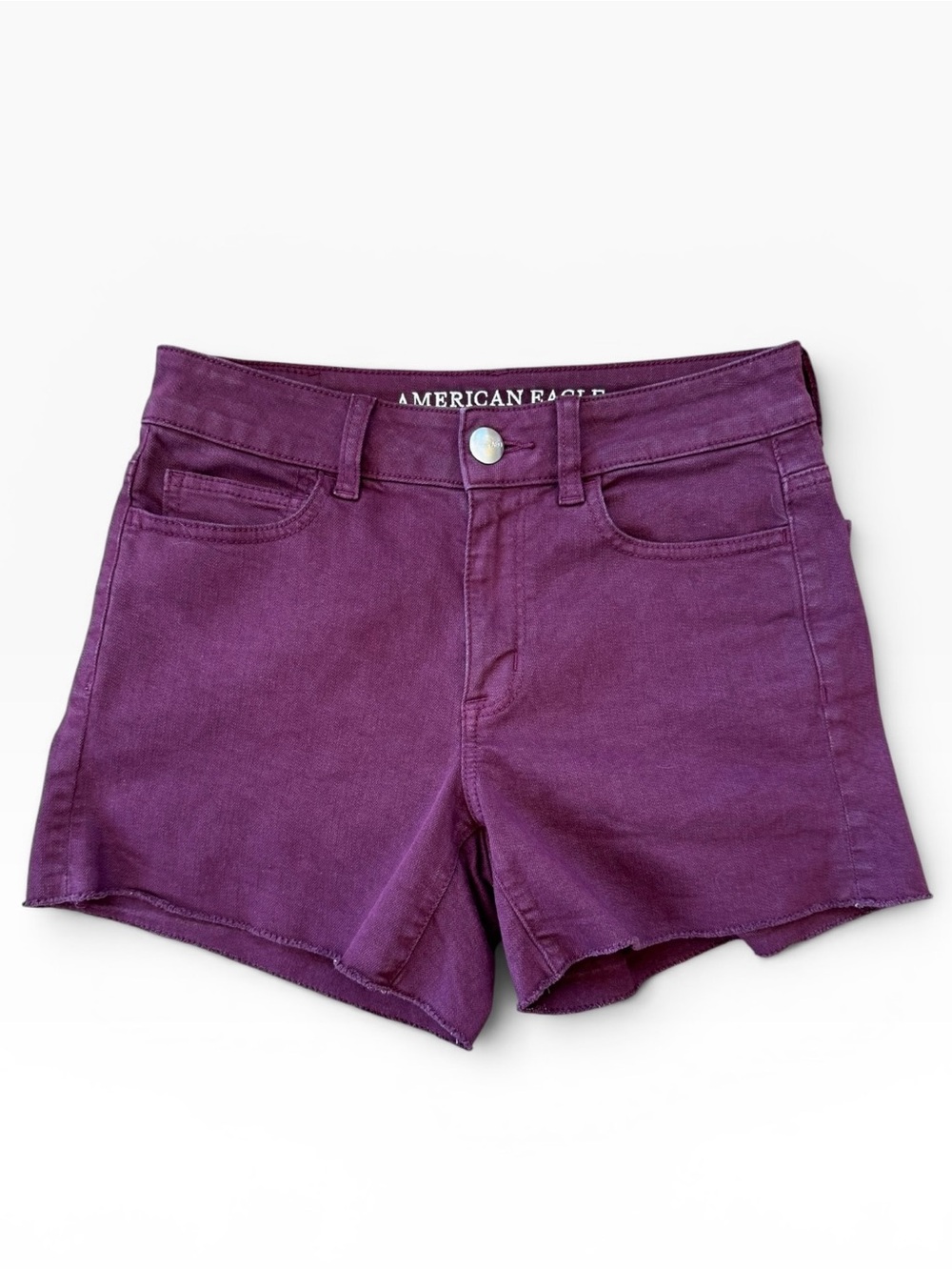 American Eagle High Rise Shortie Cutoff Shorts Plum Purple Size 4